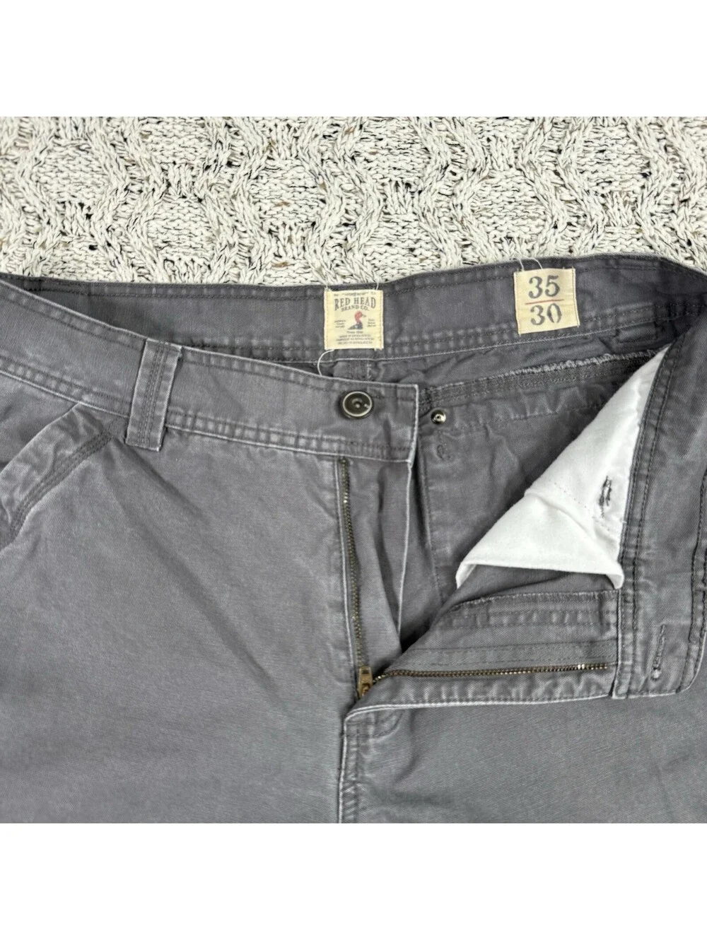 Red Head Brand Co Men's Utility Work Pants Cotton Size 35x30 Gray Regular Fit